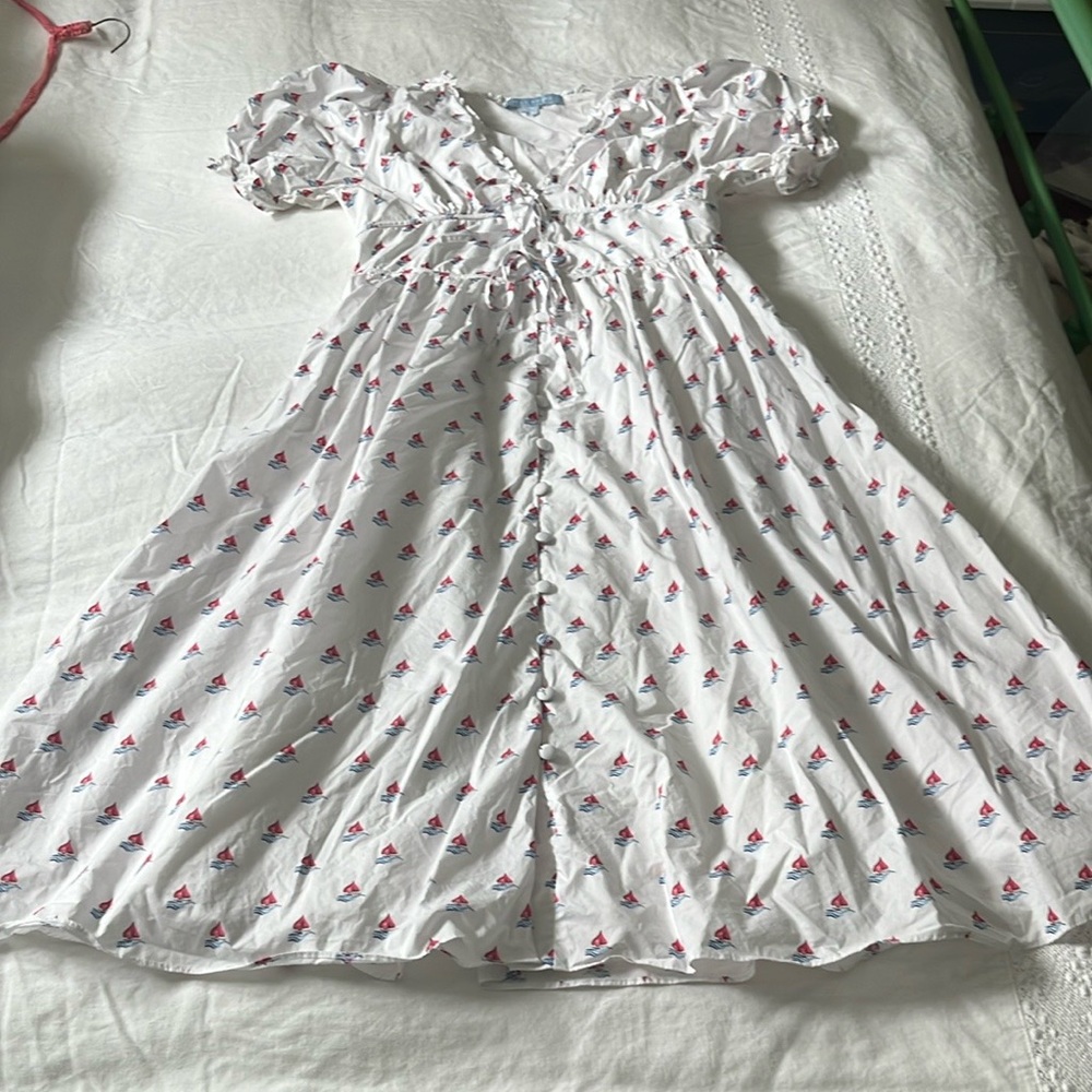 Hill House Sabrina Cotton Midi Dress in Love Boats Print, Size Large